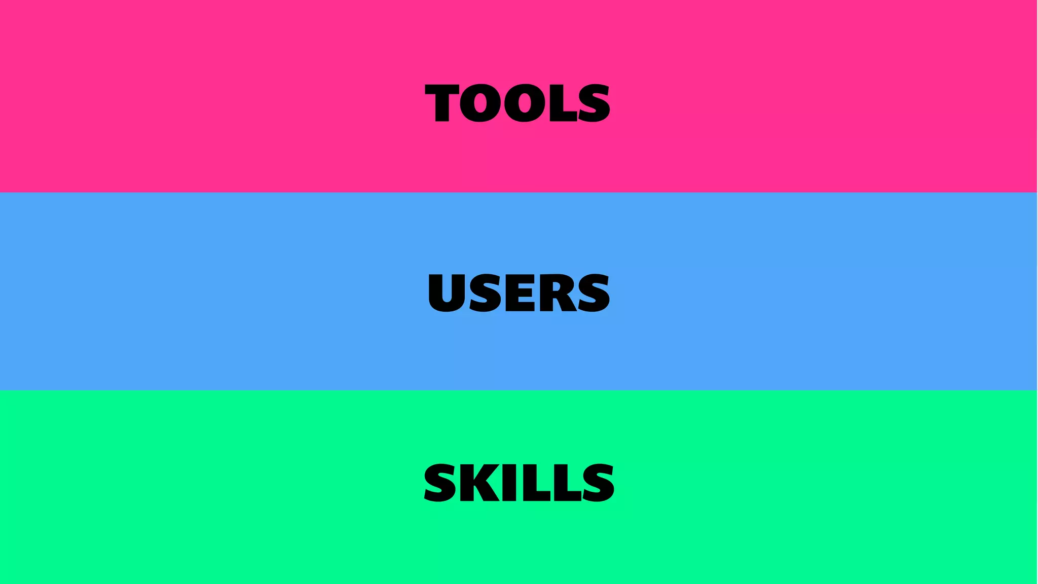 TOOLS
USERS
SKILLS
 