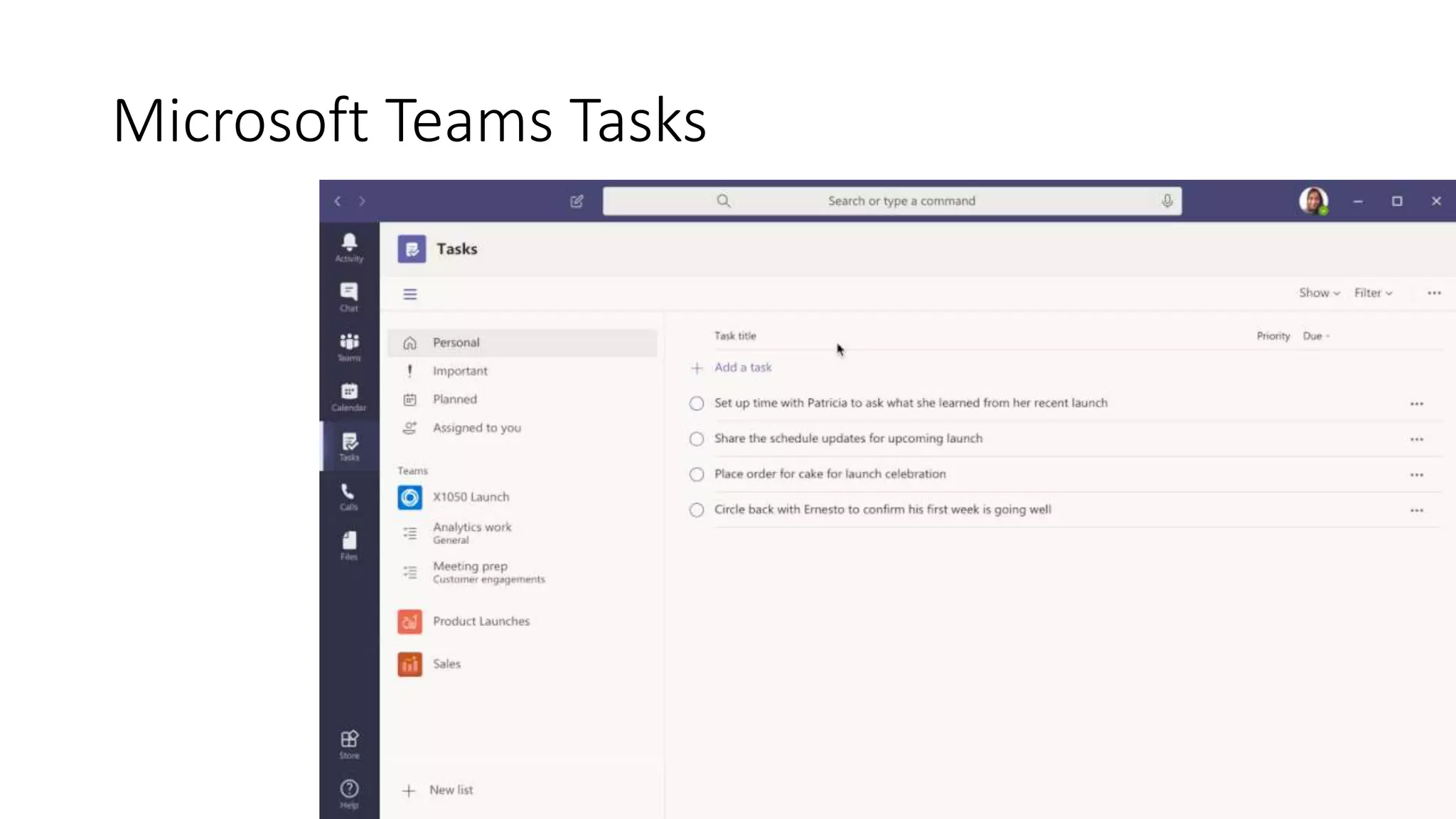 Microsoft Teams Tasks
 