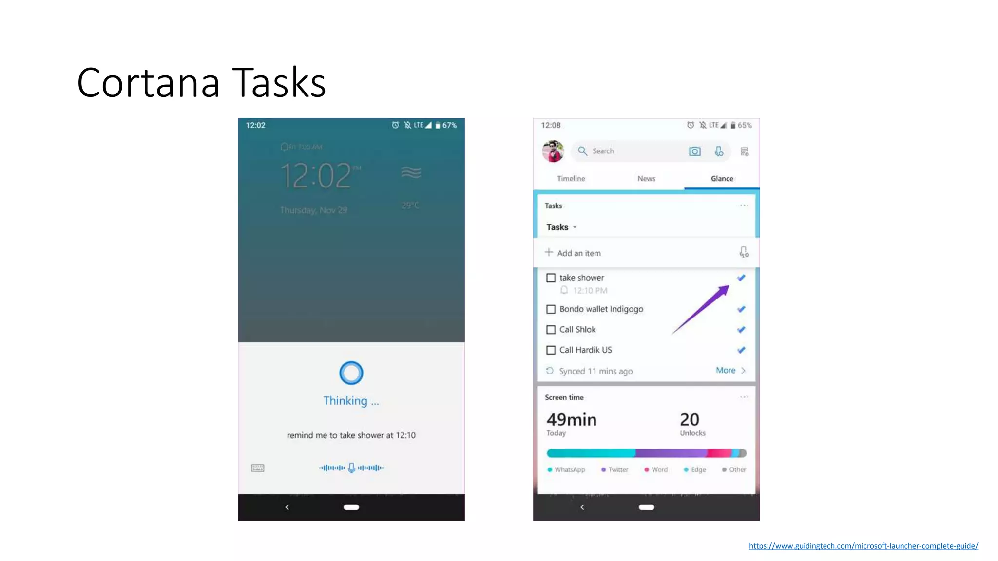 Cortana Tasks
https://www.guidingtech.com/microsoft-launcher-complete-guide/
 