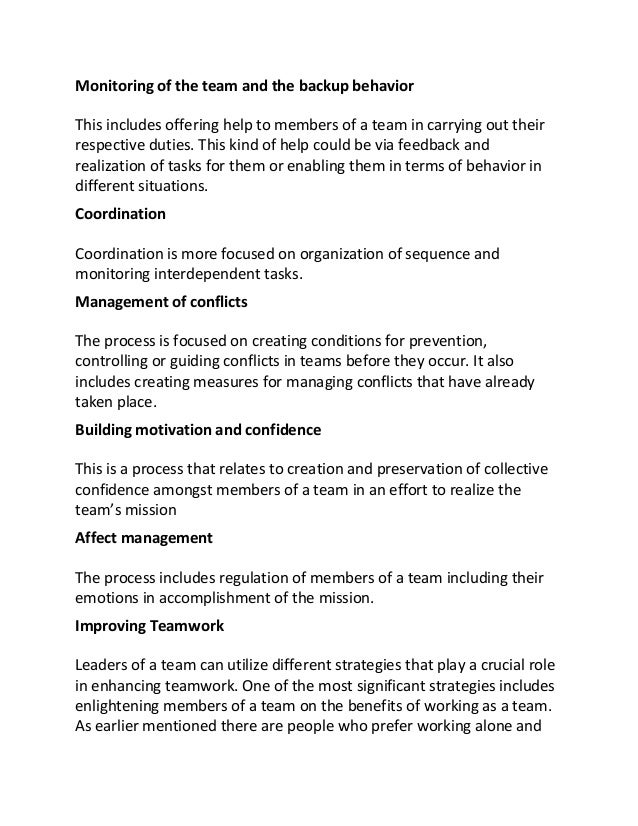 teamwork essay examples