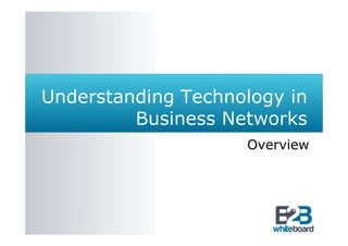 Understanding Technology in
         Business Networks
                    Overview
 