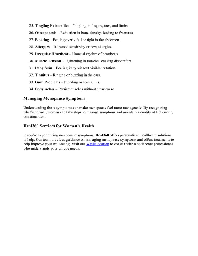 Understanding the 34 Symptoms of Menopause A Comprehensive Guide for