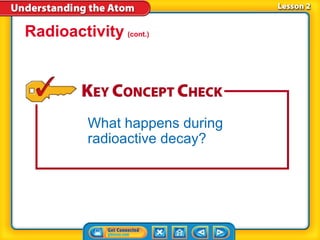 Radioactivity (cont.)




          What happens during
          radioactive decay?
 