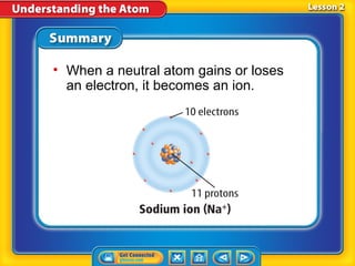 • When a neutral atom gains or loses
  an electron, it becomes an ion.
 