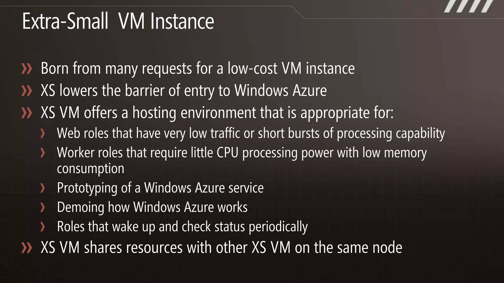Windows Azure TablesStructured storage via entities, containing sets of propertiesEntitiesTablesGenre = …Title    = …MoviesGenre = …Title    = …ActorsName  = …DOB    = …