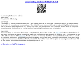 Understanding The Basis Of The Dark Web | PPT