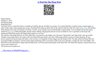 Understanding The Basis Of The Dark Web | PPT