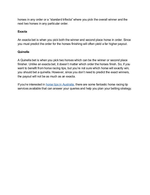 Exacta Payout Exacta Payout
