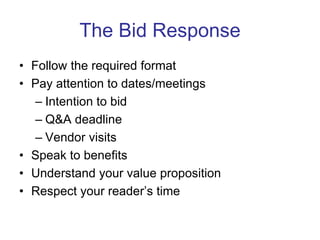 Bid Response Examples Understanding the Bid and RFP Process to Win Contracts | PPTX