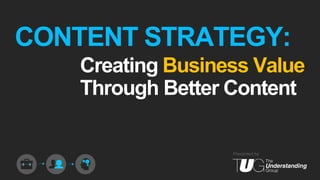 CONTENT STRATEGY:
Creating Business Value
Through Better Content

Presented by

 