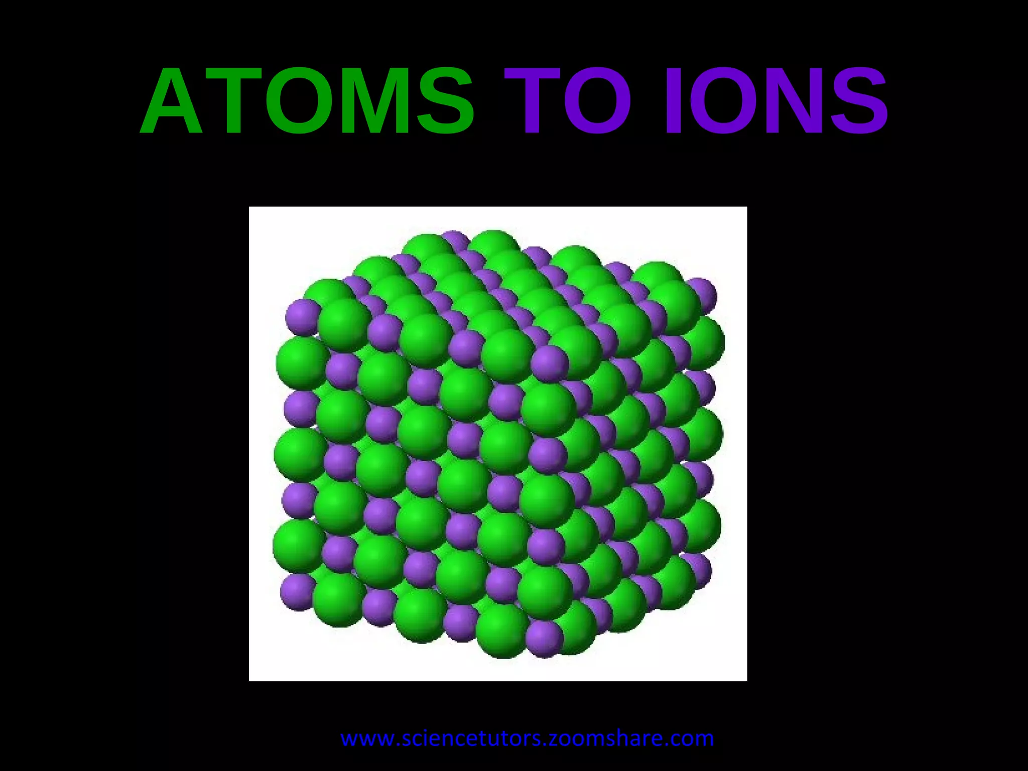 ATOMS   TO IONS www.sciencetutors.zoomshare.com   