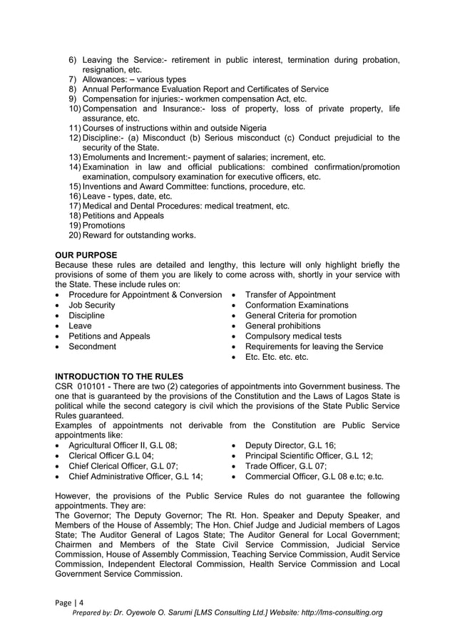 Understanding the civil service rules & its components