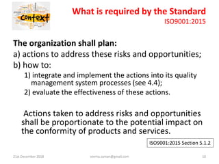 Proportionate Management Understanding the Context - ISO9001:2015 | PPSX