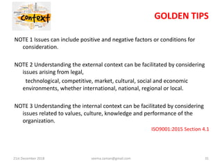 Understanding the Context - ISO9001:2015 | PPSX