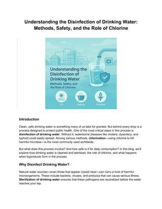 Understanding the Disinfection of Drinking Water: Methods, Safety, and ...