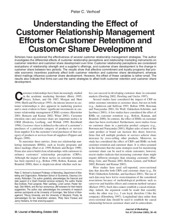 research paper on customer relationship management