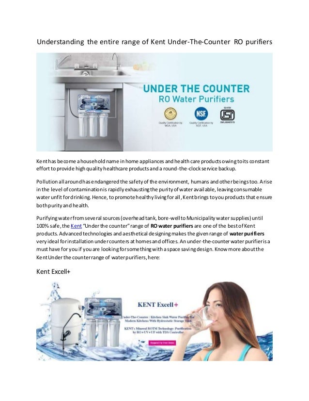 Understanding the entire range of kent under thecounter ro purifiers