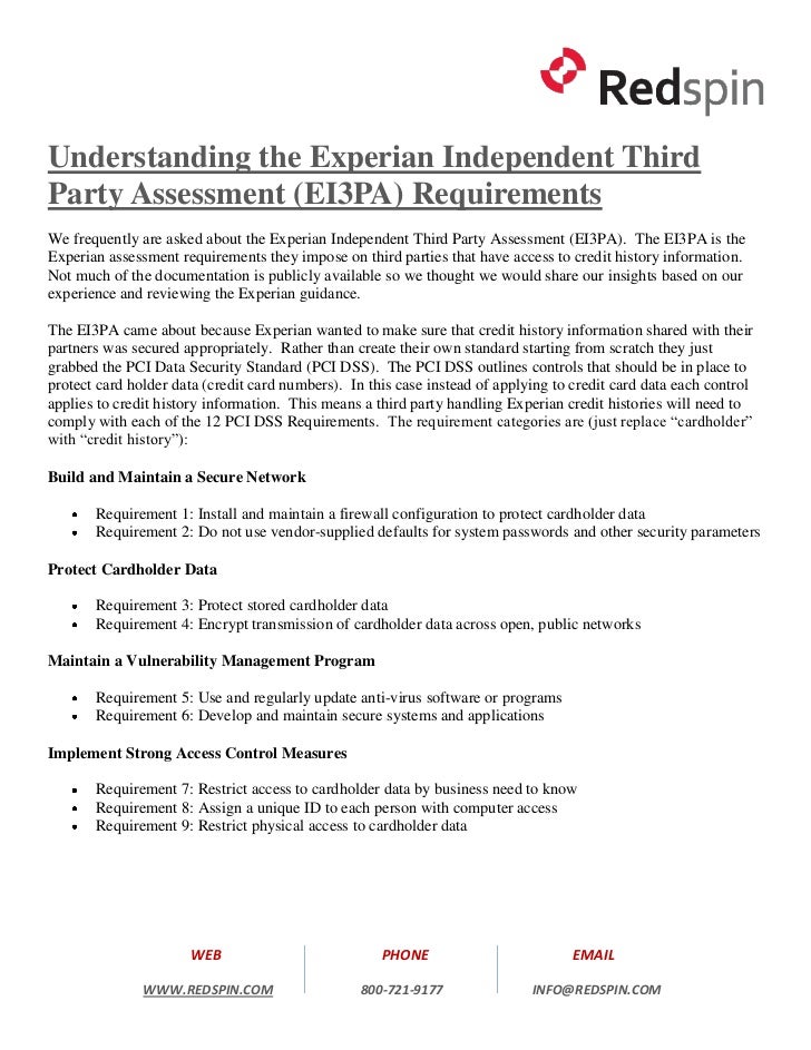Understanding the Experian independent third party assessment (EI3PA - UnDerstanDing The Experian InDepenDent ThirD Party Assessment Ei3pa Requirements 1 728