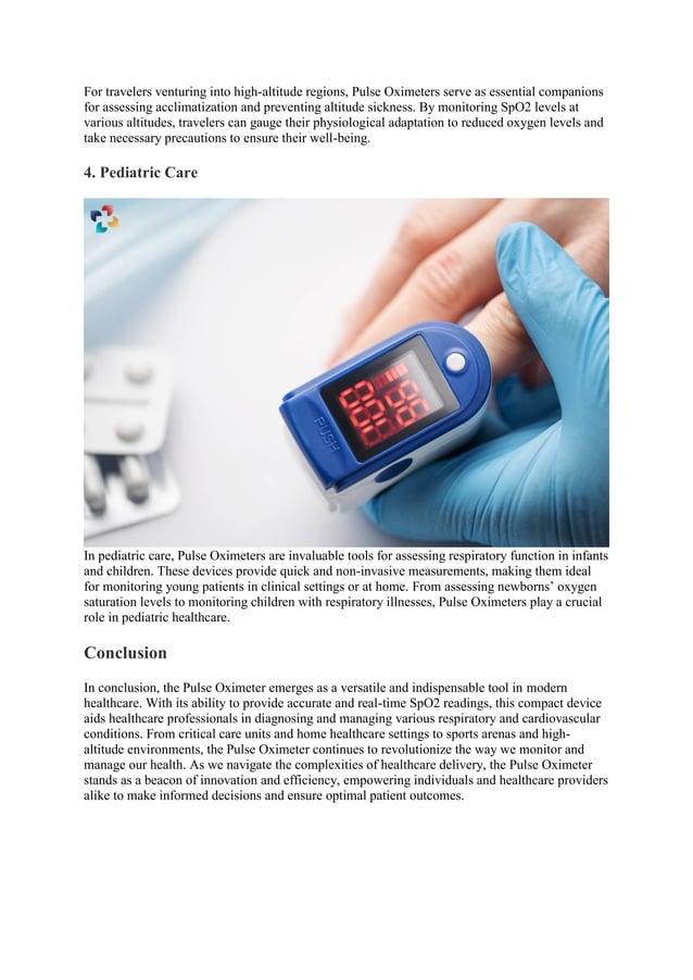 Importance and Utility of Pulse Oximeter in Healthcare The
