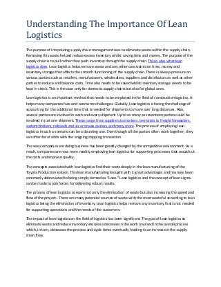 Understanding the importance of lean logistics
