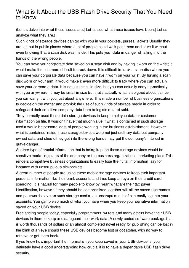 What is It About the USB Flash Drive Security That You Need to Know