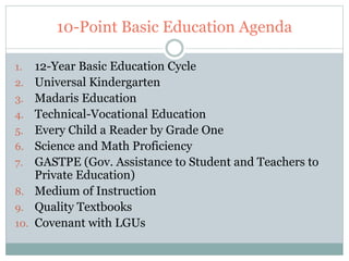Understanding the k 12 basic education program updated 042312 | PPTX