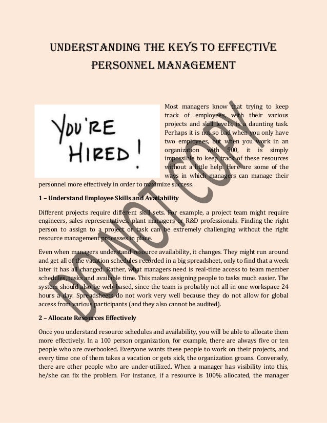 Understanding the keys to effective personnel management