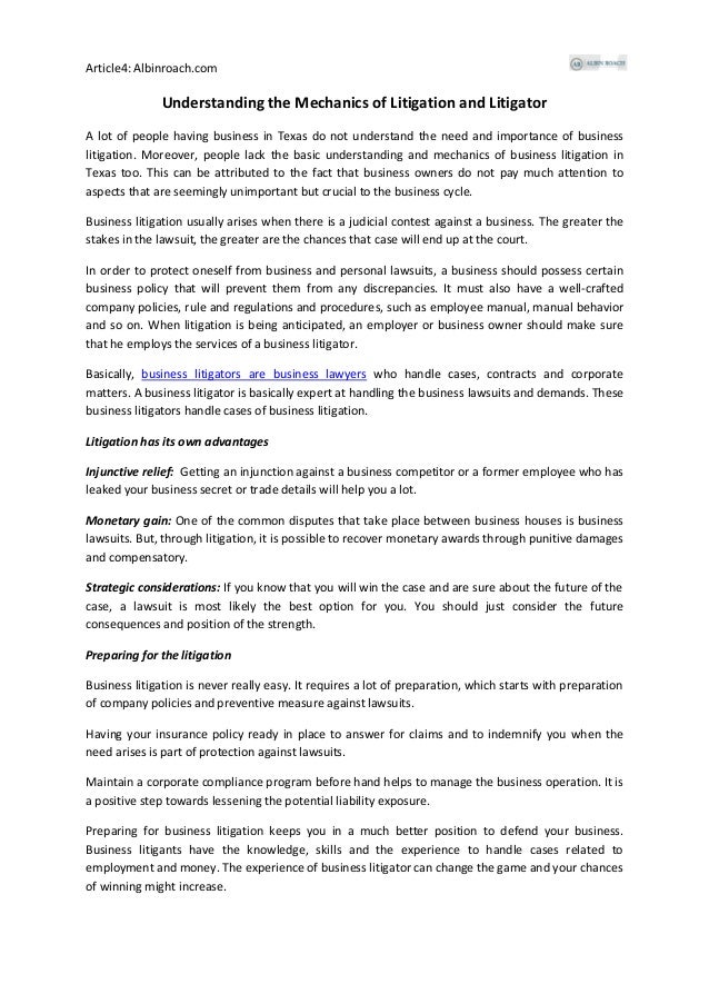 Understanding the Mechanics of Litigation and Litigator