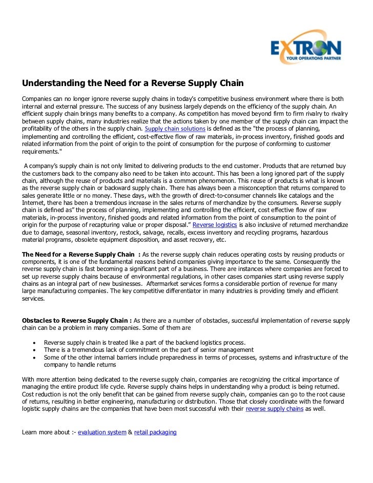 Understanding the Need for a Reverse Supply Chain