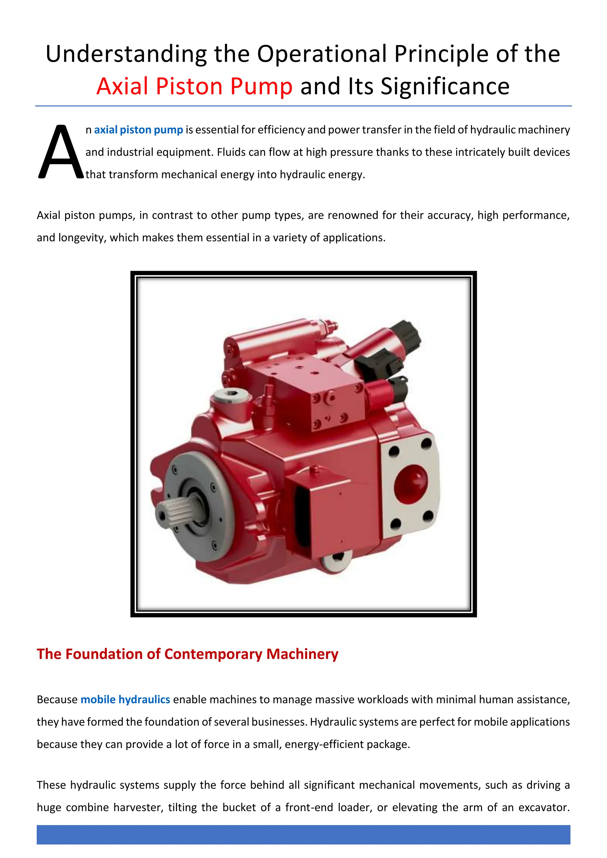 Understanding the Operational Principle of the Axial Piston Pump and ...