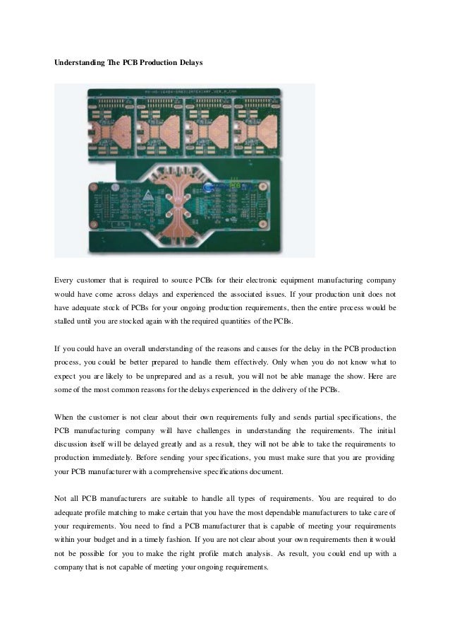 Understanding the pcb production delays