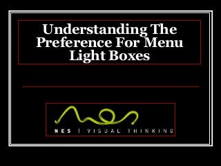 Understanding The 
Preference For Menu 
Light Boxes 
 