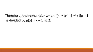 Understanding  the remainder theorem
