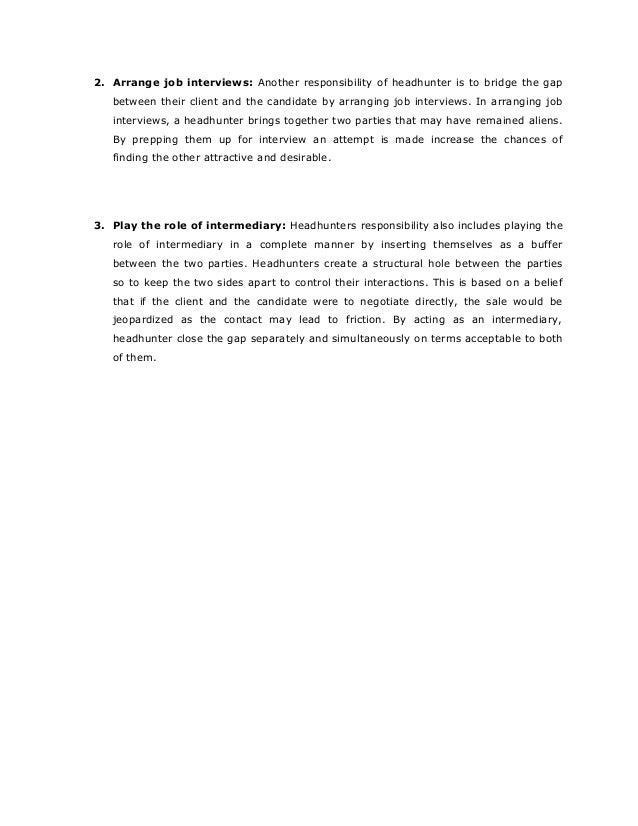 Understanding the responsibilities of a headhunter