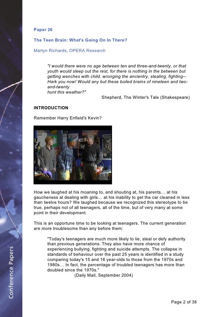 Teenage brain research paper