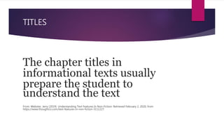 UNDERSTANDING THE TEXT FEATURES IN NON-FICTION AND SQ3R | PPTX