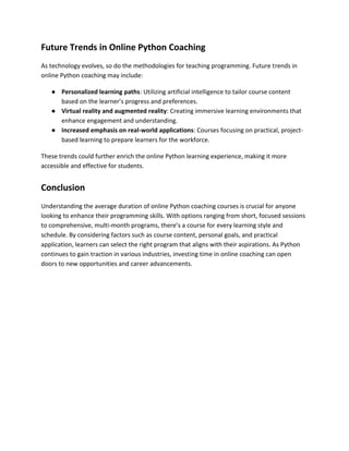 Understanding the Timeframe: Average Duration of Online Python Coaching ...