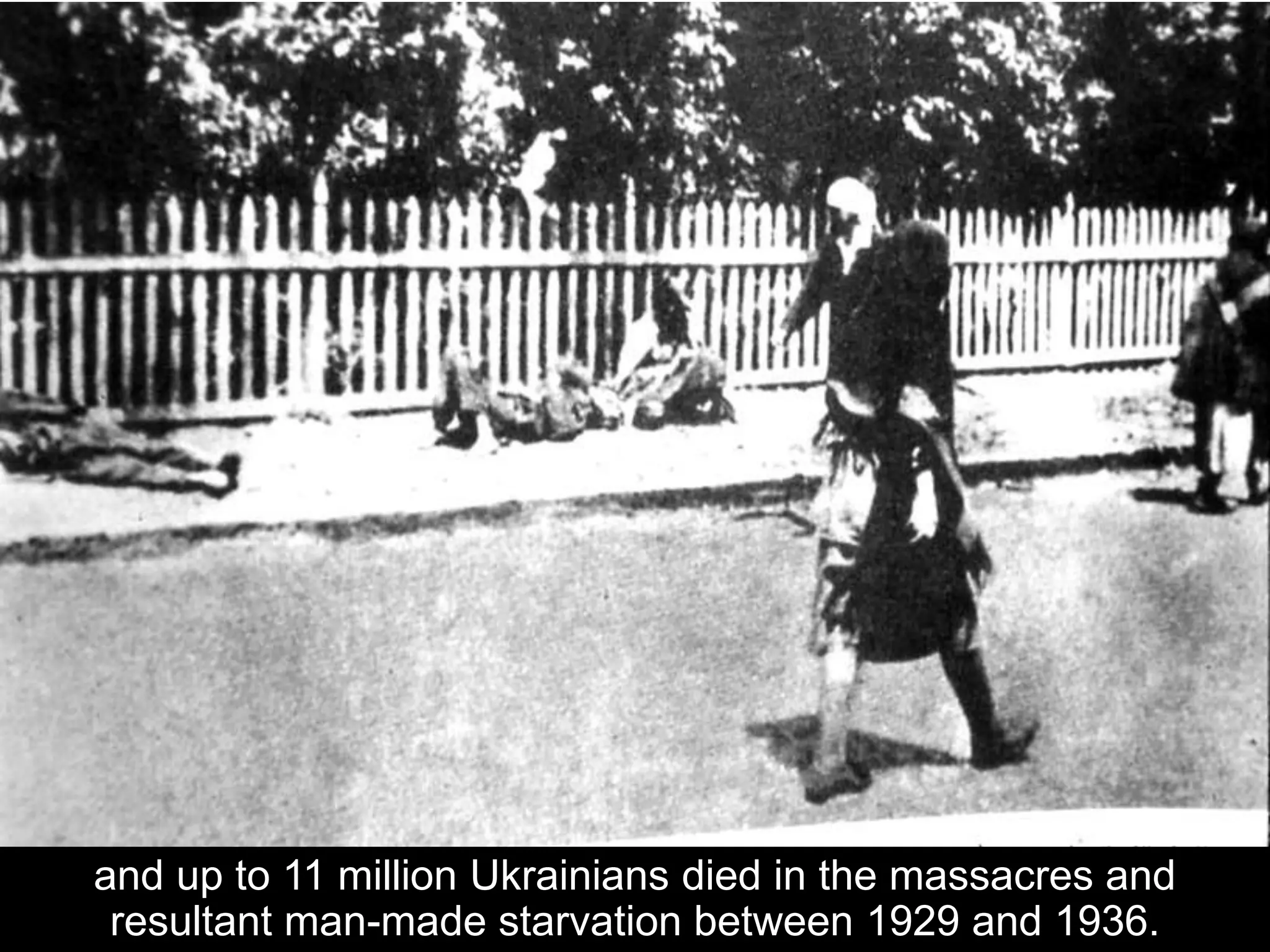 and up to 11 million Ukrainians died in the massacres and
resultant man-made starvation between 1929 and 1936.
 