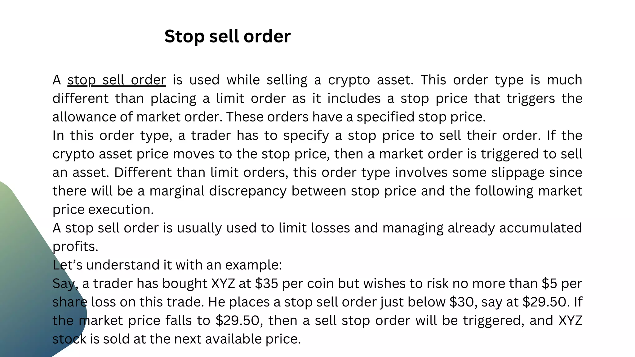 Stop Sell Order | PDF
