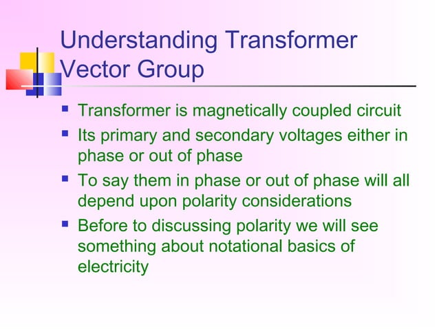 Transformer Vector Group Explanation – MJGOPT