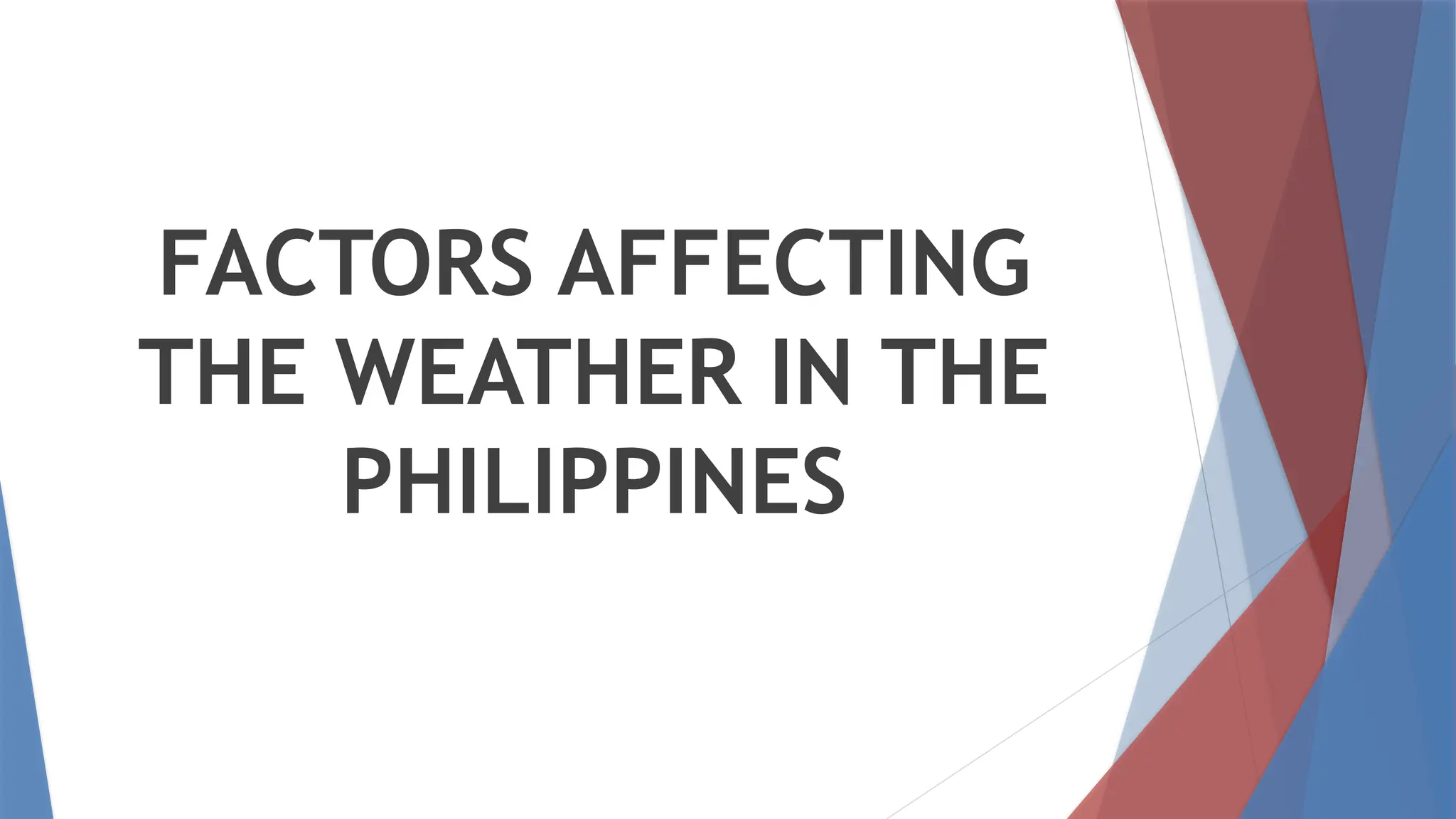 FACTORS AFFECTING
THE WEATHER IN THE
PHILIPPINES
 