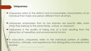 Uniquenessn Understanding and Celebrating Uniqueness Among Learners in Diverse ...