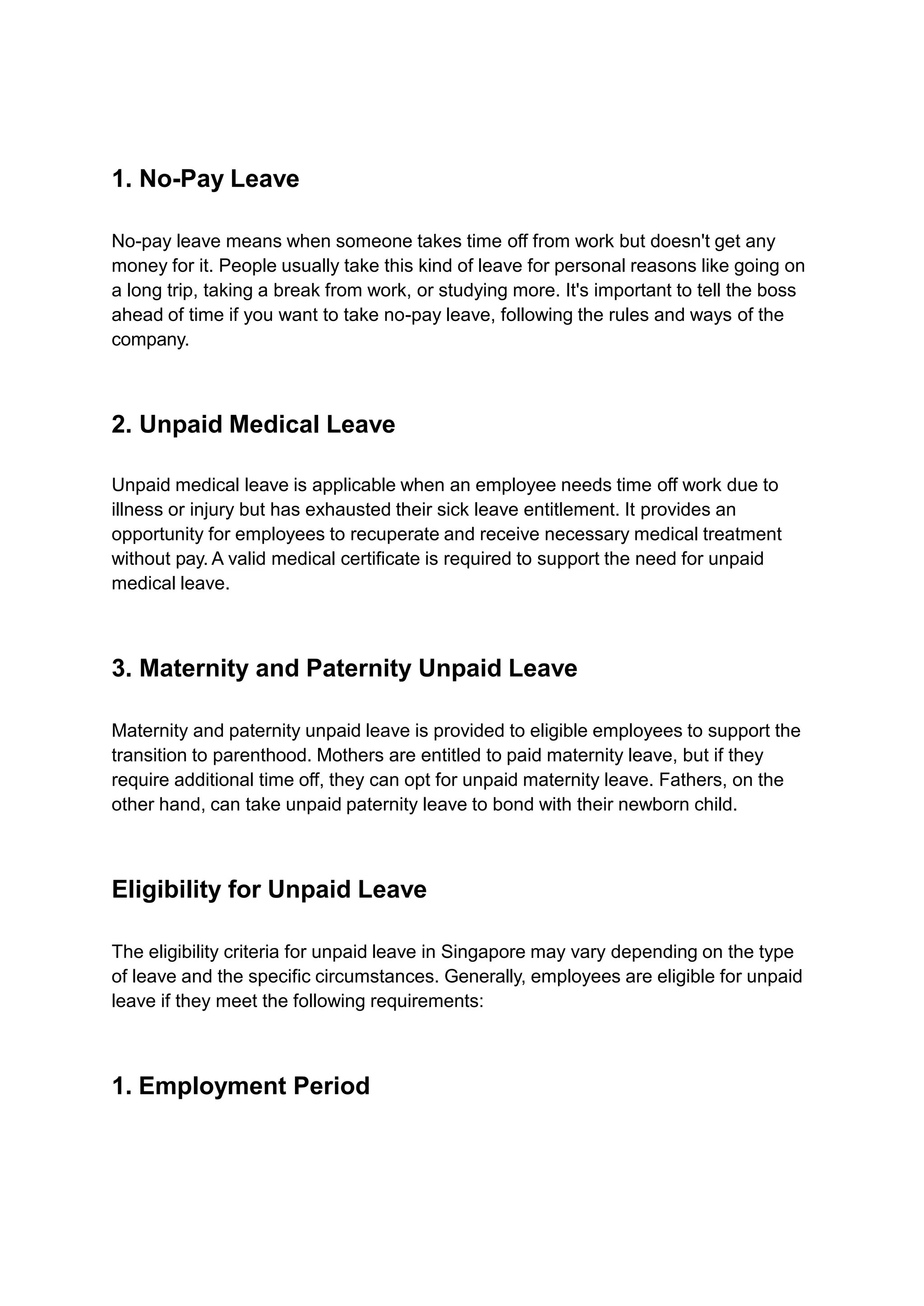 Understanding Unpaid Leave in Singapore | PPTX