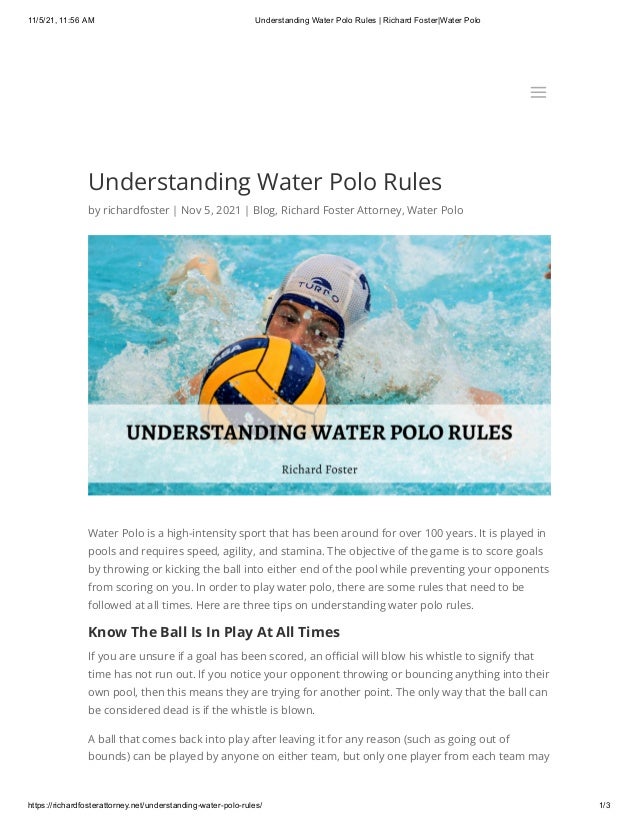 Understanding Water Polo Rules