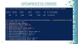 OPENPROCESS ERRORS
53
 