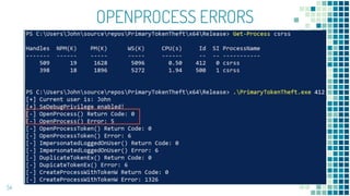 OPENPROCESS ERRORS
54
 