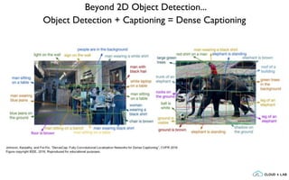 Beyond 2D Object Detection...
Object Detection + Captioning = Dense Captioning
 