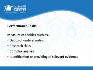 Scoring Task Performance Understanding Writing Performance Tasks, Scoring Rubrics, and ...