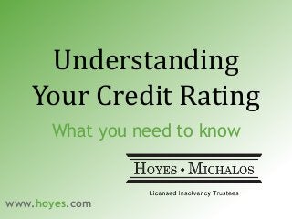 Understanding
Your Credit Rating
What you need to know
www.hoyes.com
 