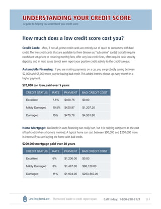 UNDERSTANDING YOUR CREDIT SCORE
A guide to helping you understand your credit score




How much does a low credit score c...